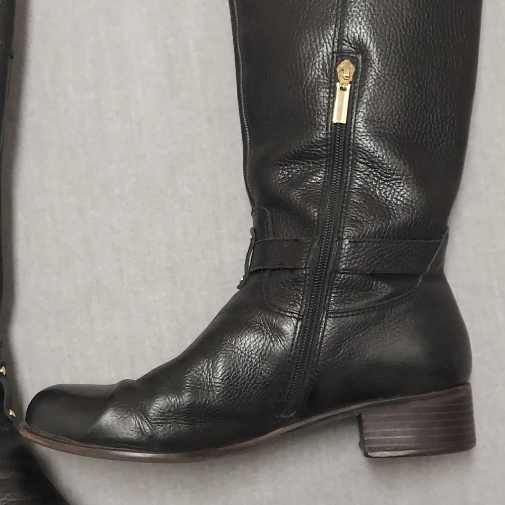 Banana Republic Riding Boots Womens 10M Black Leather Knee High Zip Equestrian